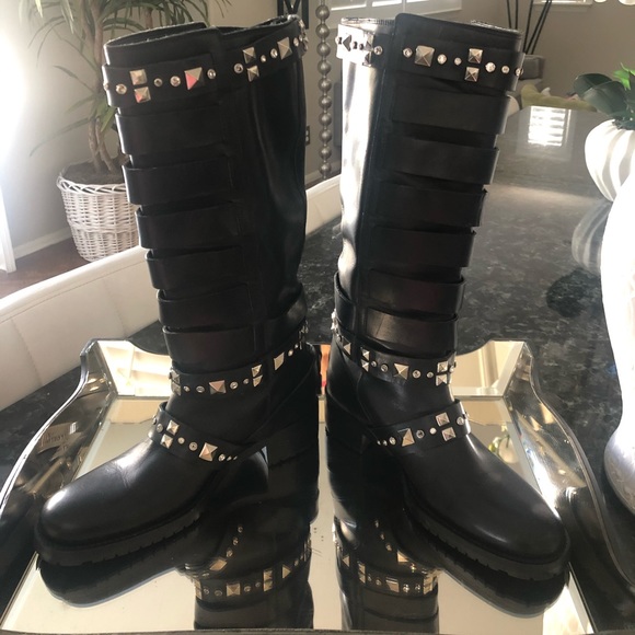 Dior black leather studded logo strap biker b - Picture 10 of 13